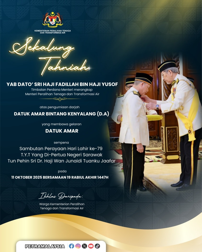 Pengurniaan Darjah Kebesaran Datuk Amar Bintang Kenyalang (D.A.).