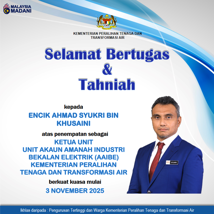 Selamat bertugas kepada Encik Ahmad Syukri bin Khusaini sebagai Ketua Unit AAIBE