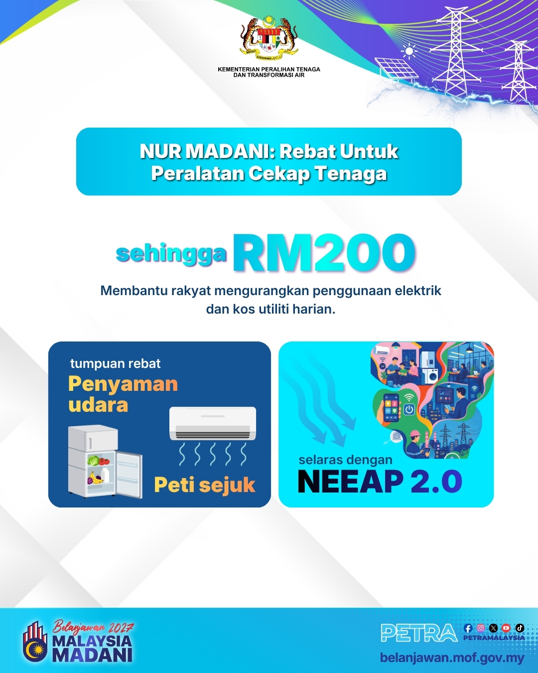 BELANJAWAN 2027 - NUR MADANI: REBAT UNTUK PERALATAN CEKAP TENAGA